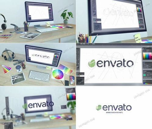 在桌面电脑设计软件中设计logo标志的动画过程AE模板